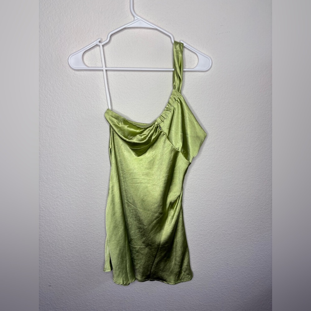 NWOT Elegant Green Satin tinkerbell mini dress